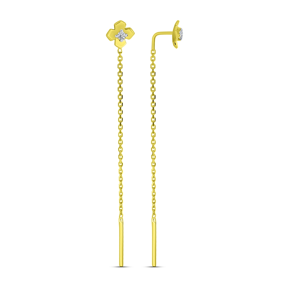 Cercei din aur galben cu pietre Cubic Zirconia Incolor