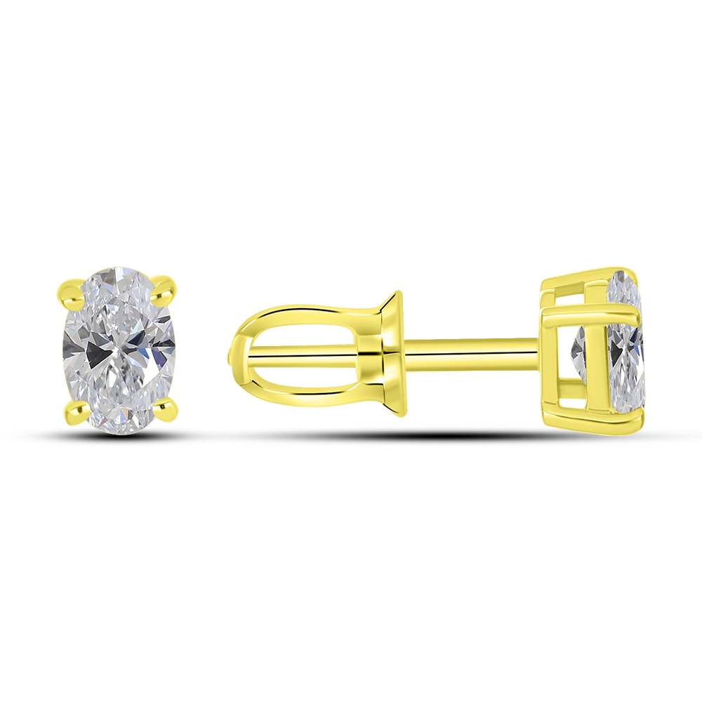 Cercei din aur galben cu pietre Cubic Zirconia Incolor