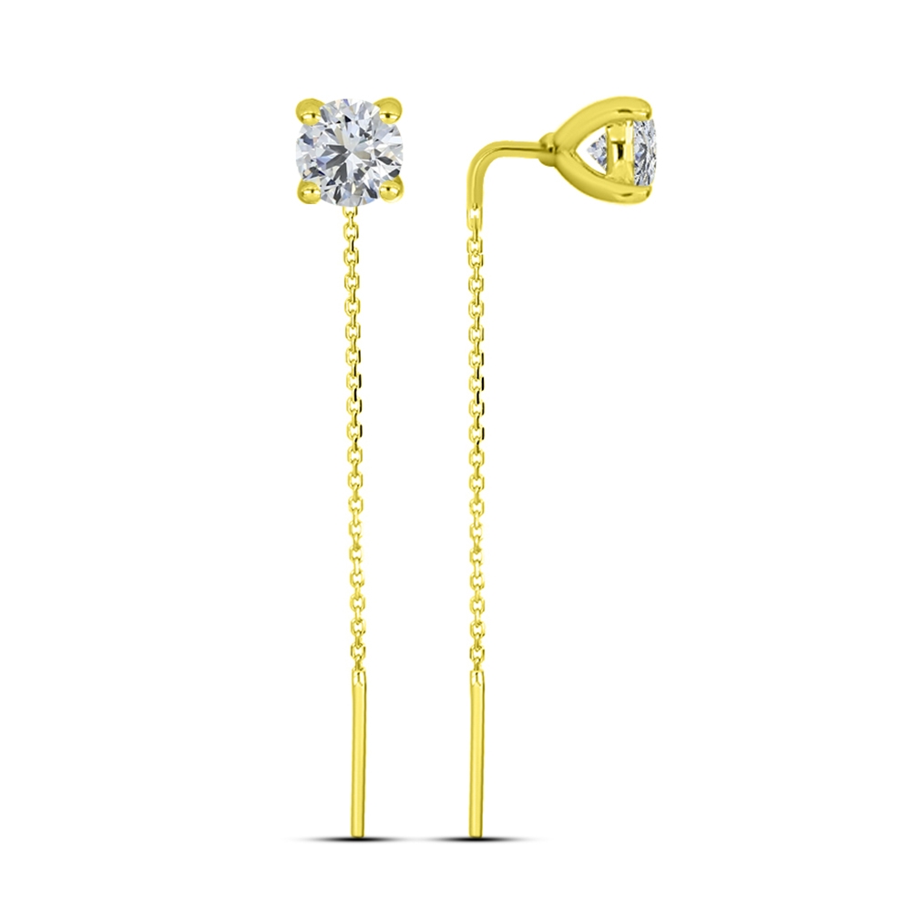 Cercei din aur galben cu pietre Cubic Zirconia Incolor