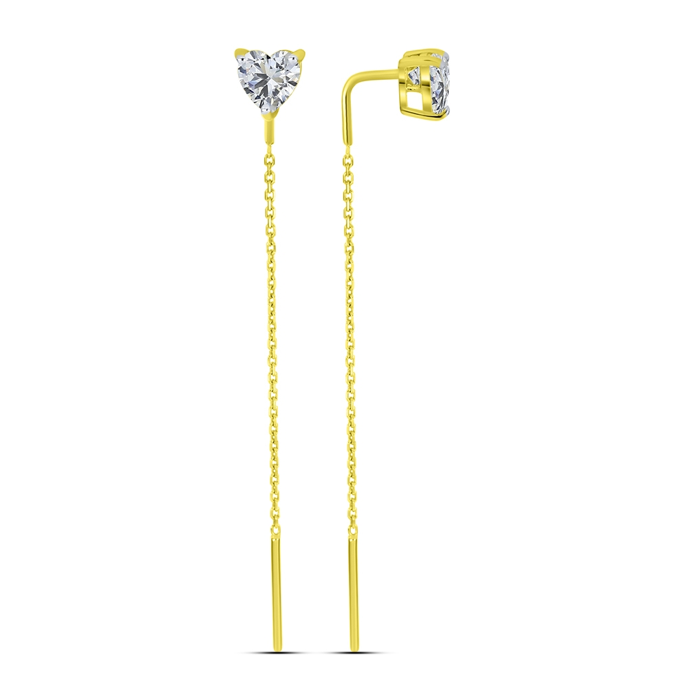 Cercei din aur galben cu pietre Cubic Zirconia Incolor