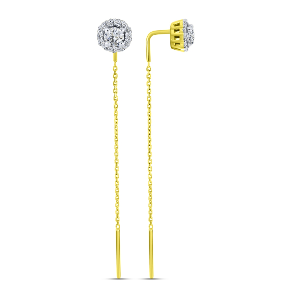 Cercei din aur galben cu pietre Cubic Zirconia Incolor