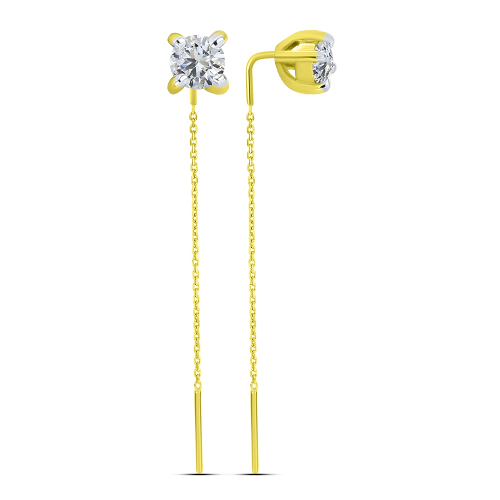 Cercei din aur galben cu pietre Cubic Zirconia Incolor