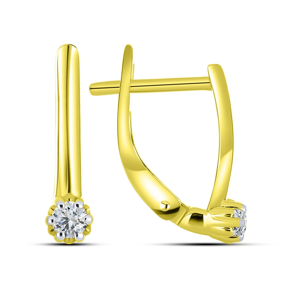 Cercei din aur galben cu pietre Cubic Zirconia Incolor