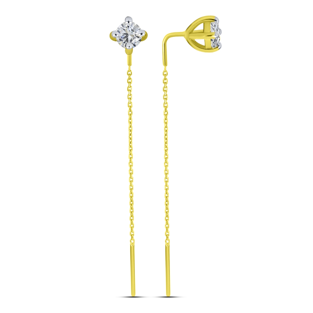 Cercei din aur galben cu pietre Cubic Zirconia Incolor