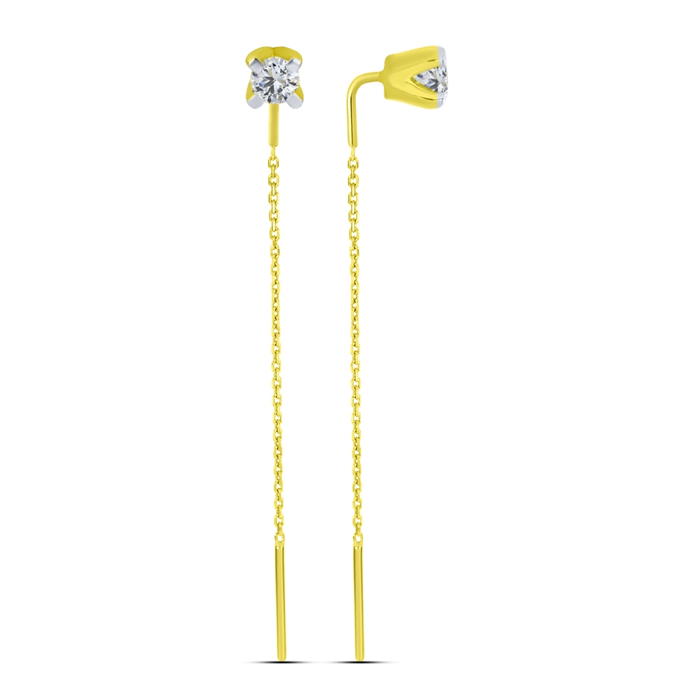 Cercei din aur galben cu pietre Cubic Zirconia Incolor