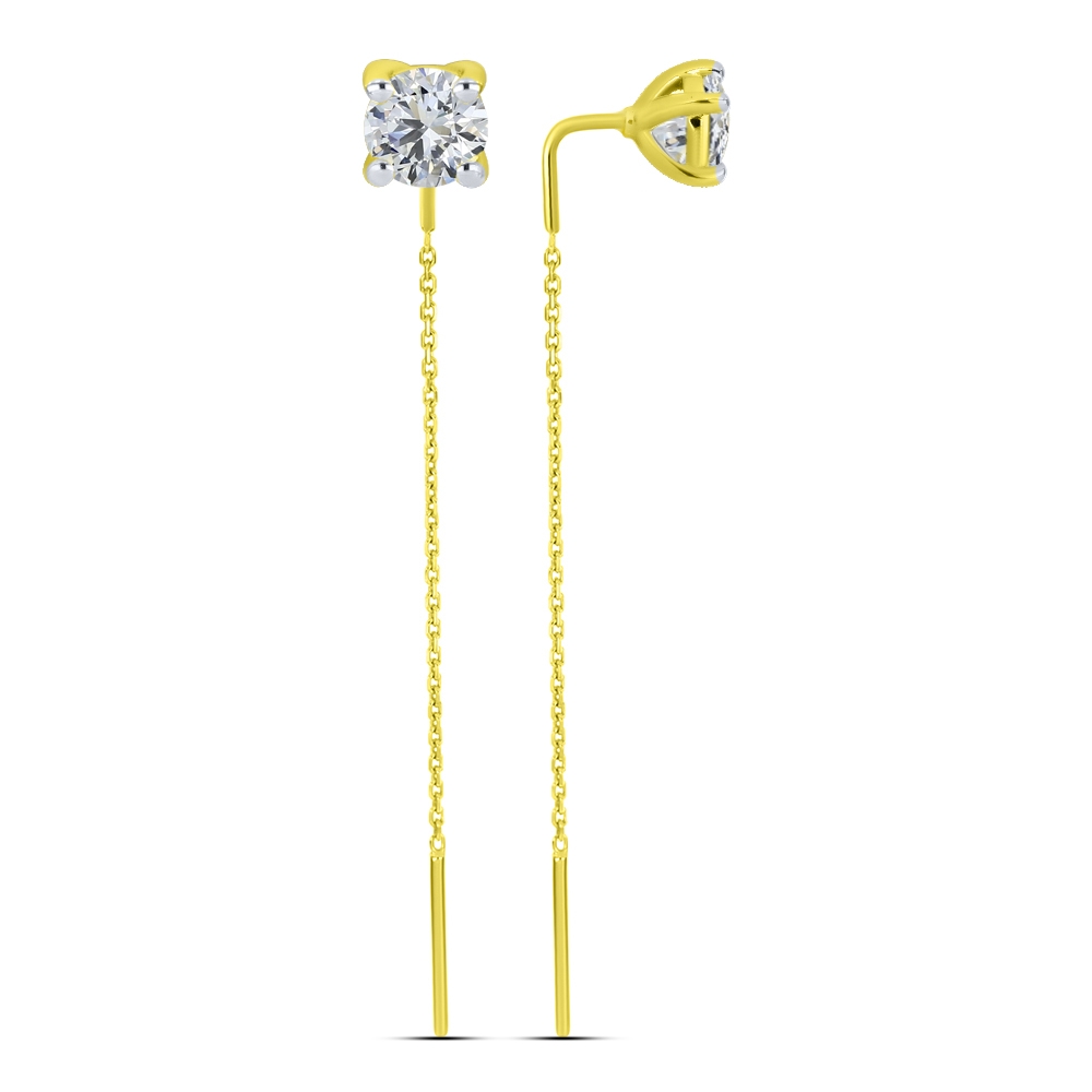 Cercei din aur galben cu pietre Cubic Zirconia Incolor