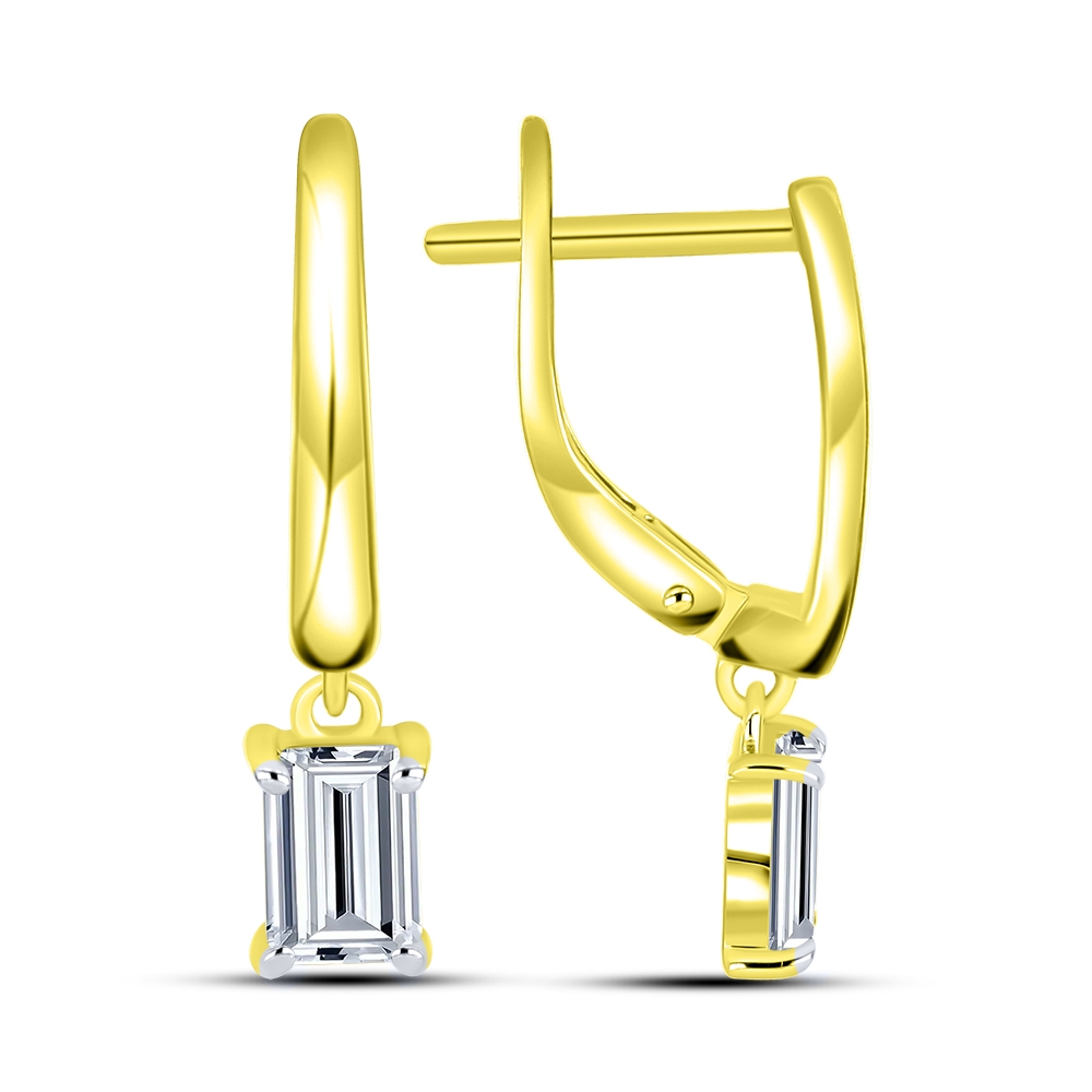 Cercei din aur galben cu pietre Cubic Zirconia Incolor
