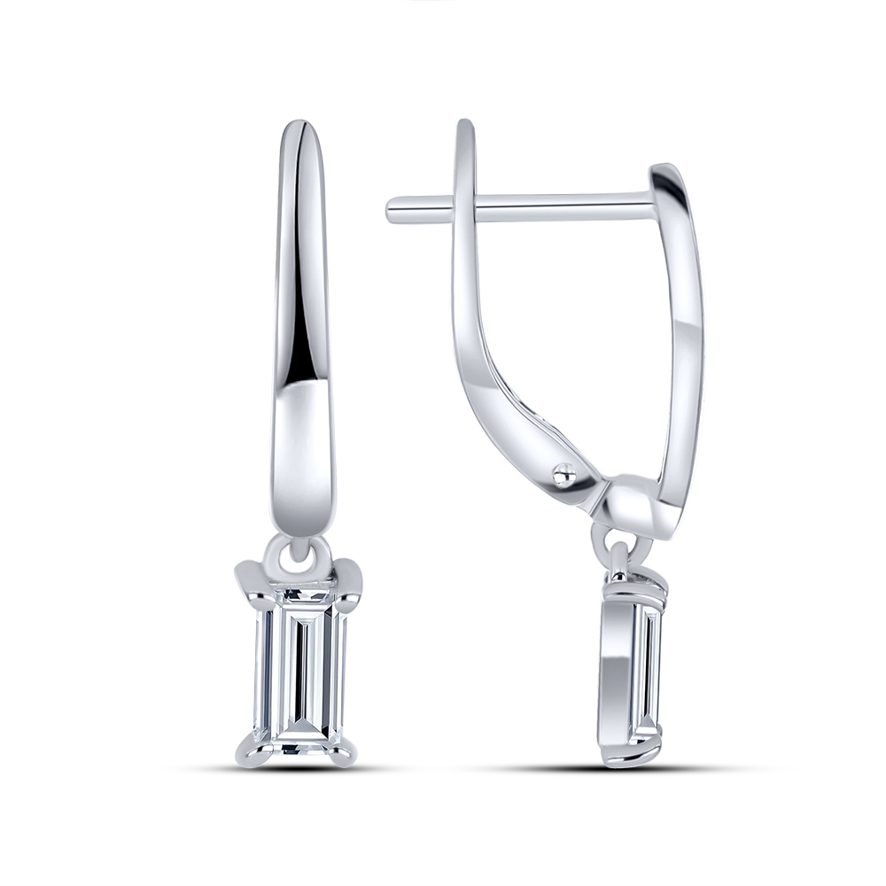 Cercei din aur alb cu pietre Cubic Zirconia Incolor