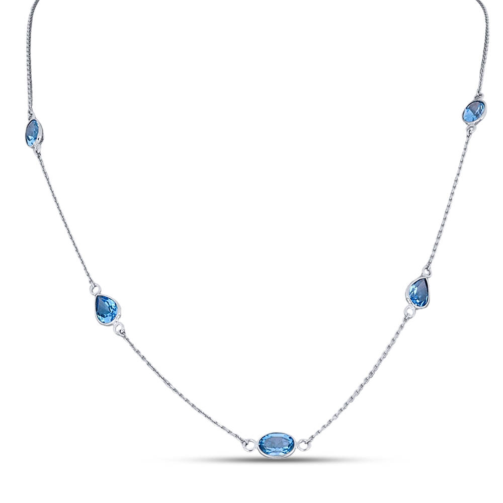 Colier din aur alb cu pietre Topaz Swiss