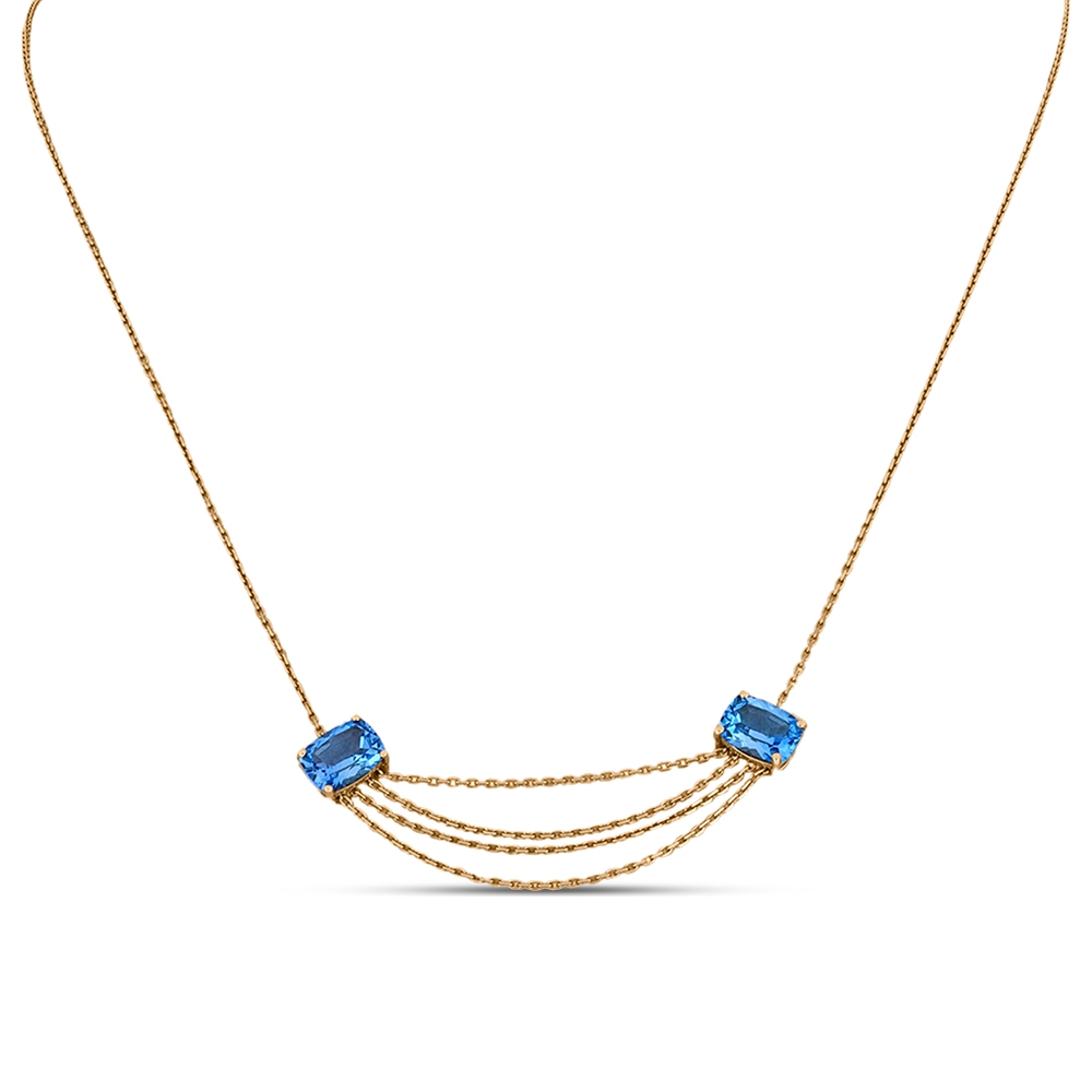 Colier din aur roz cu pietre Topaz Swiss