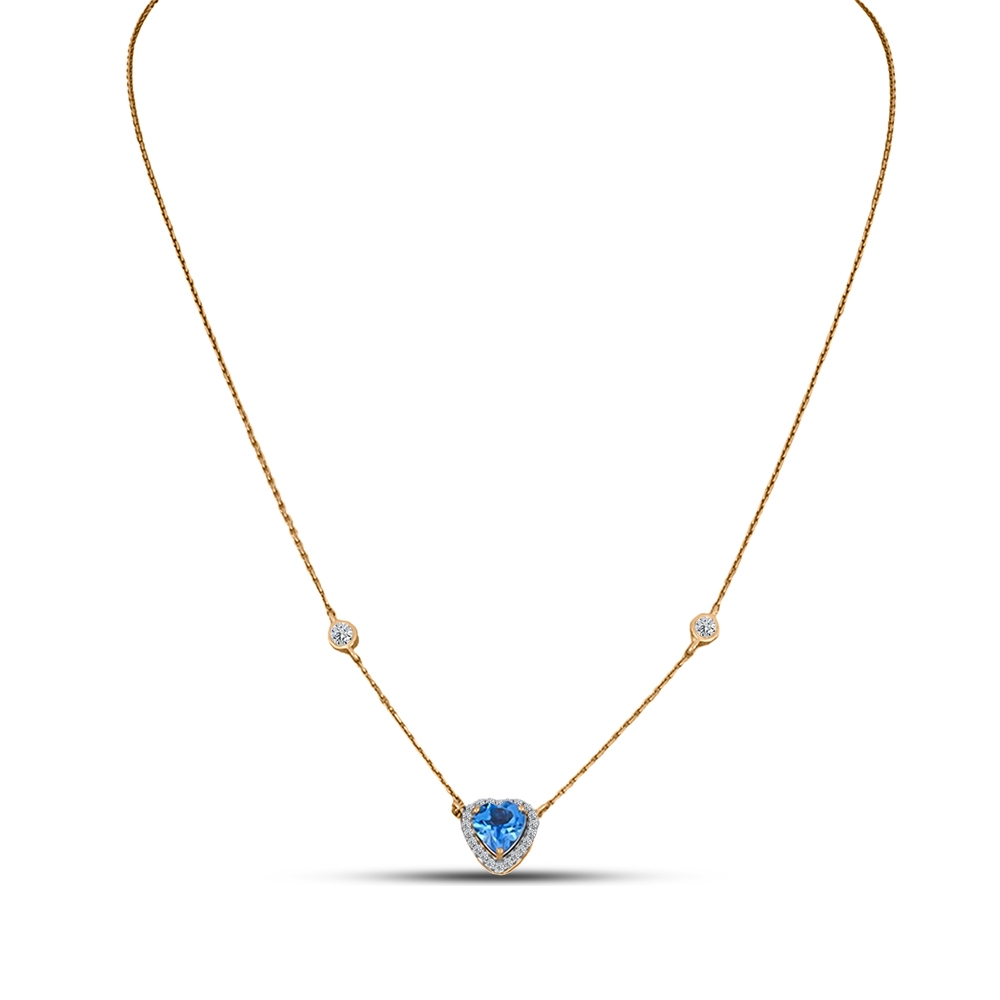 Colier din aur roz cu pietre Cubic Zirconia Incolor, Topaz Swiss