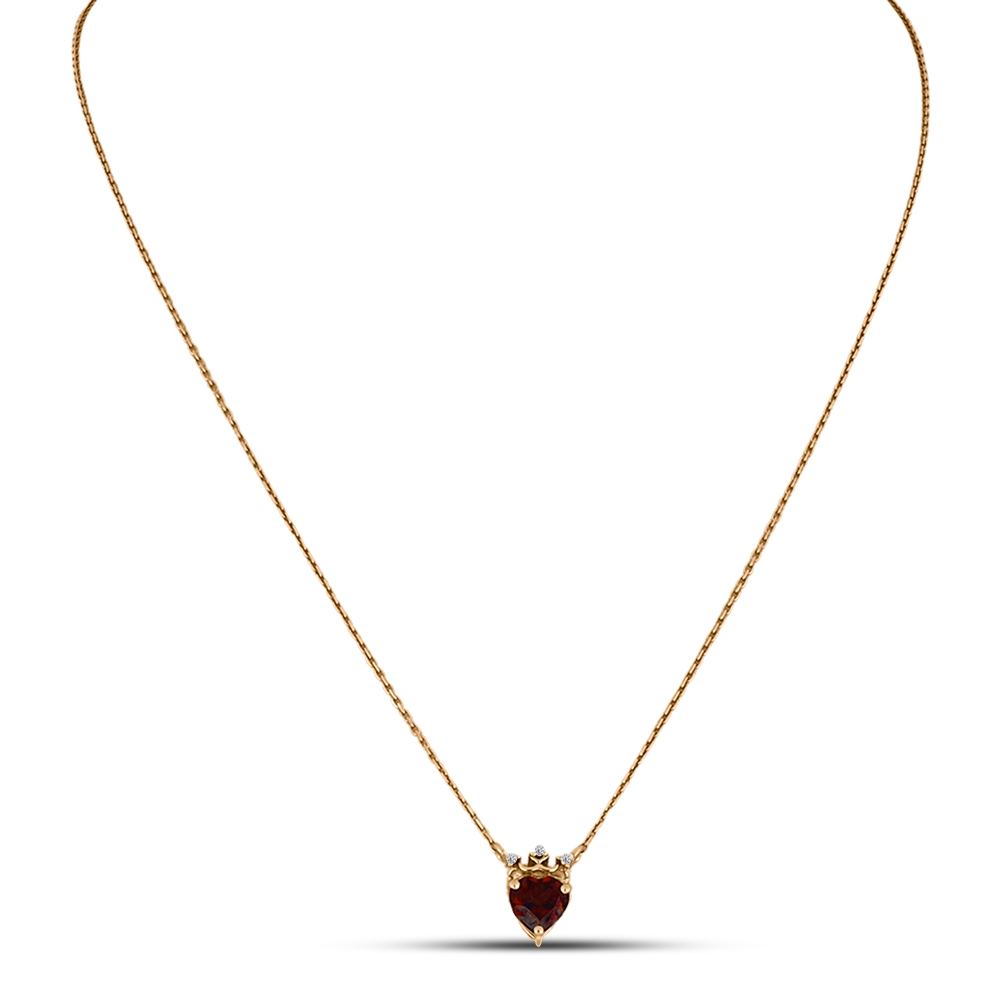 Colier din aur roz cu pietre Cubic Zirconia Incolor, Granat