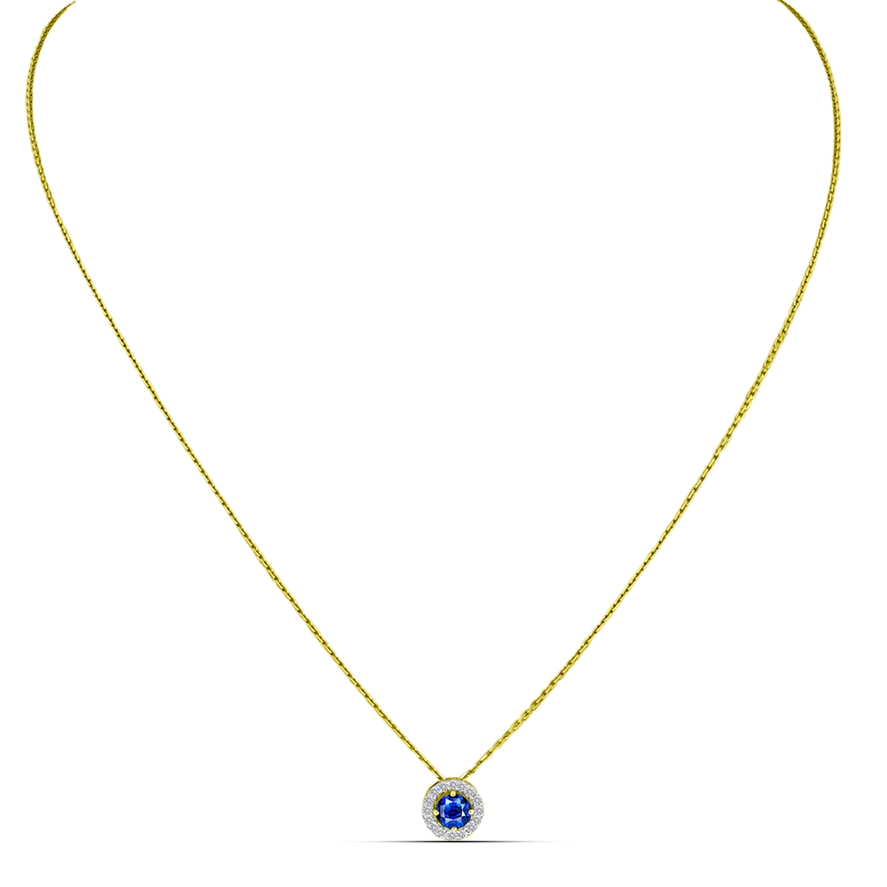 Colier din aur galben cu pietre Diamant, Safir
