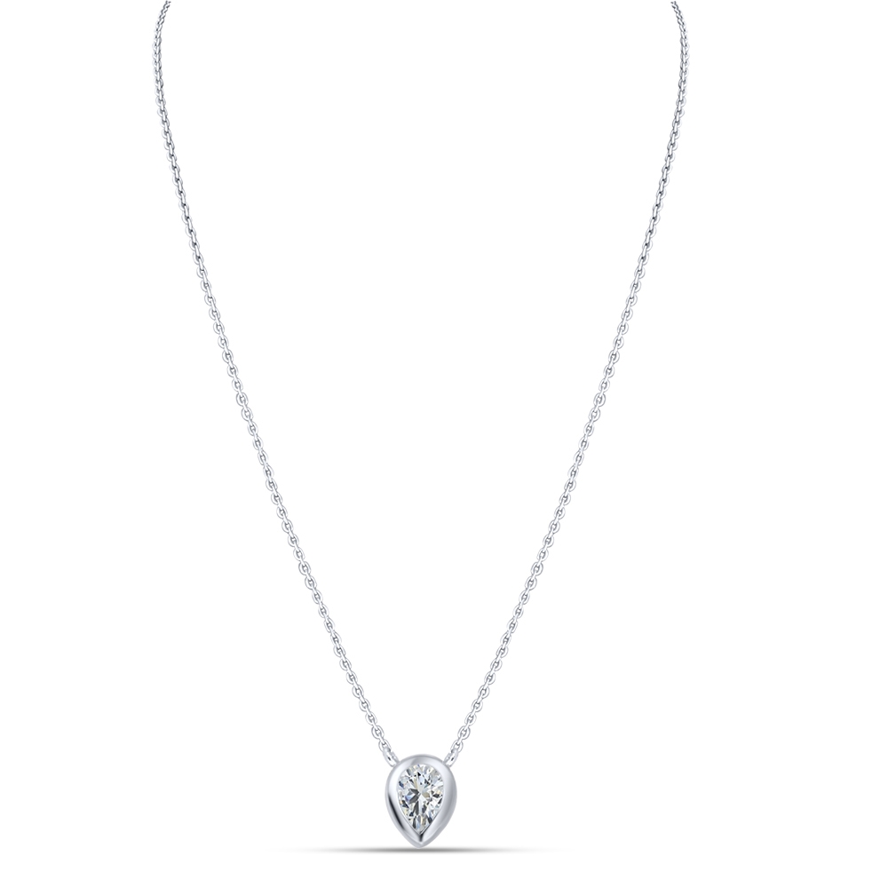 Colier din aur alb cu pietre Cubic Zirconia Incolor