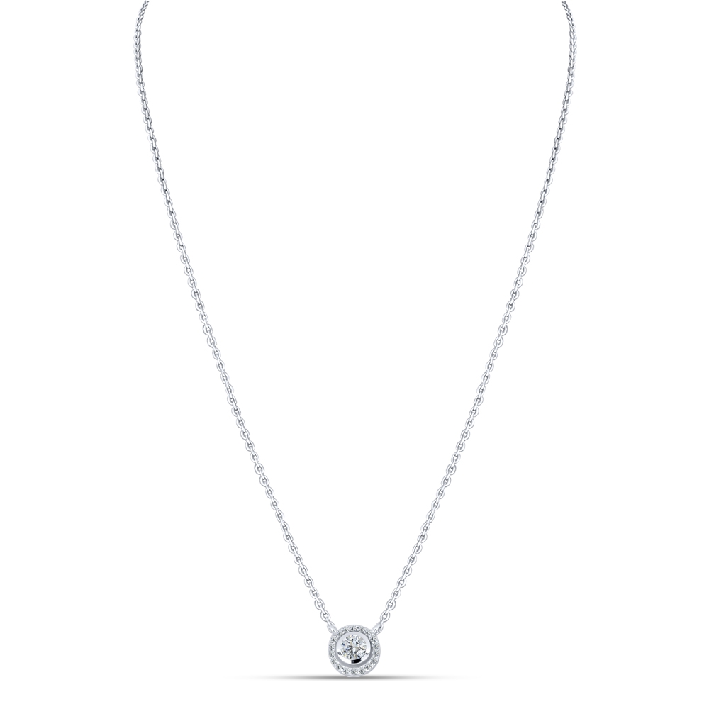 Colier din aur alb cu pietre Cubic Zirconia Incolor
