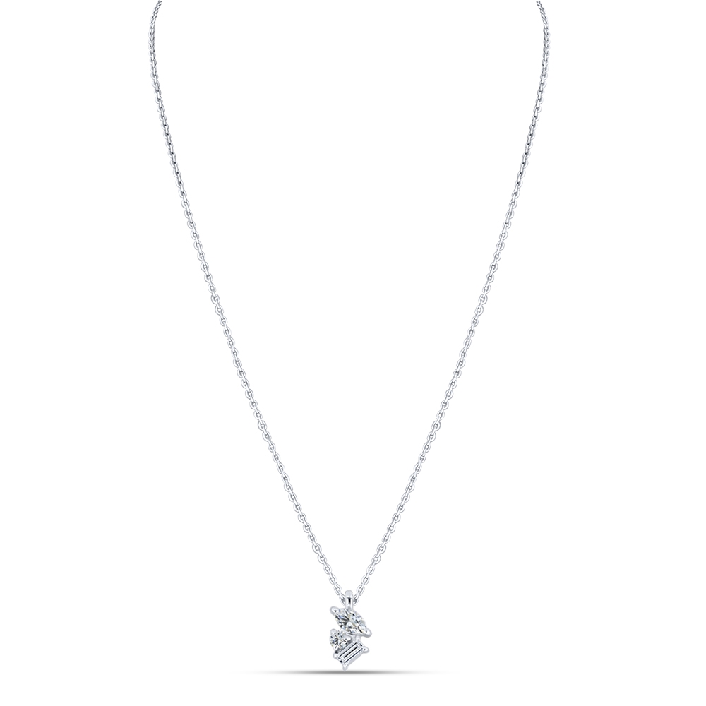 Colier din aur alb cu pietre Cubic Zirconia Incolor