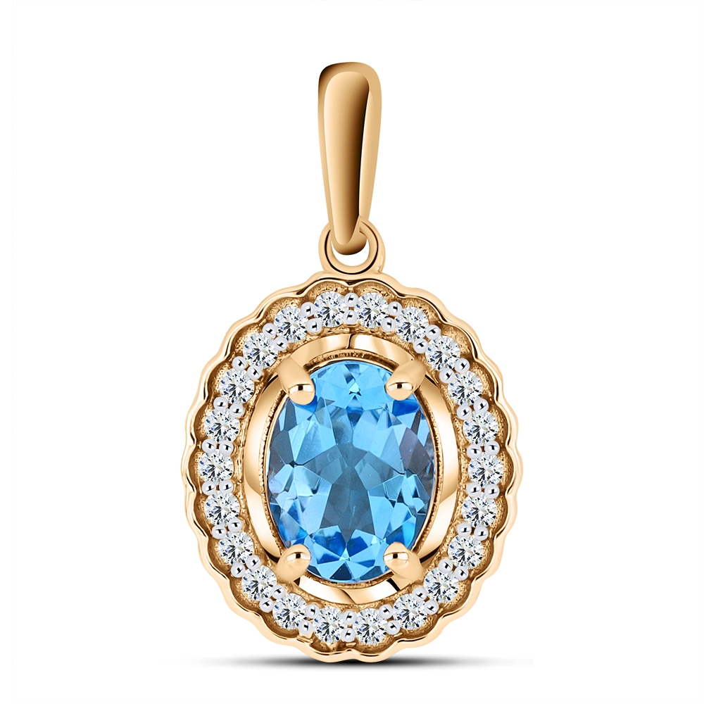 Pandantiv din aur roz cu pietre Cubic Zirconia Incolor, Topaz Swiss