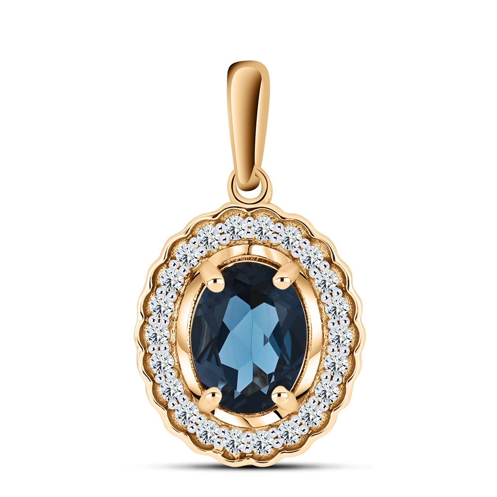Pandantiv din aur roz cu pietre Cubic Zirconia Incolor, Topaz London