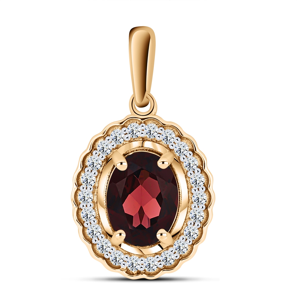 Pandantiv din aur roz cu pietre Cubic Zirconia Incolor, Granat