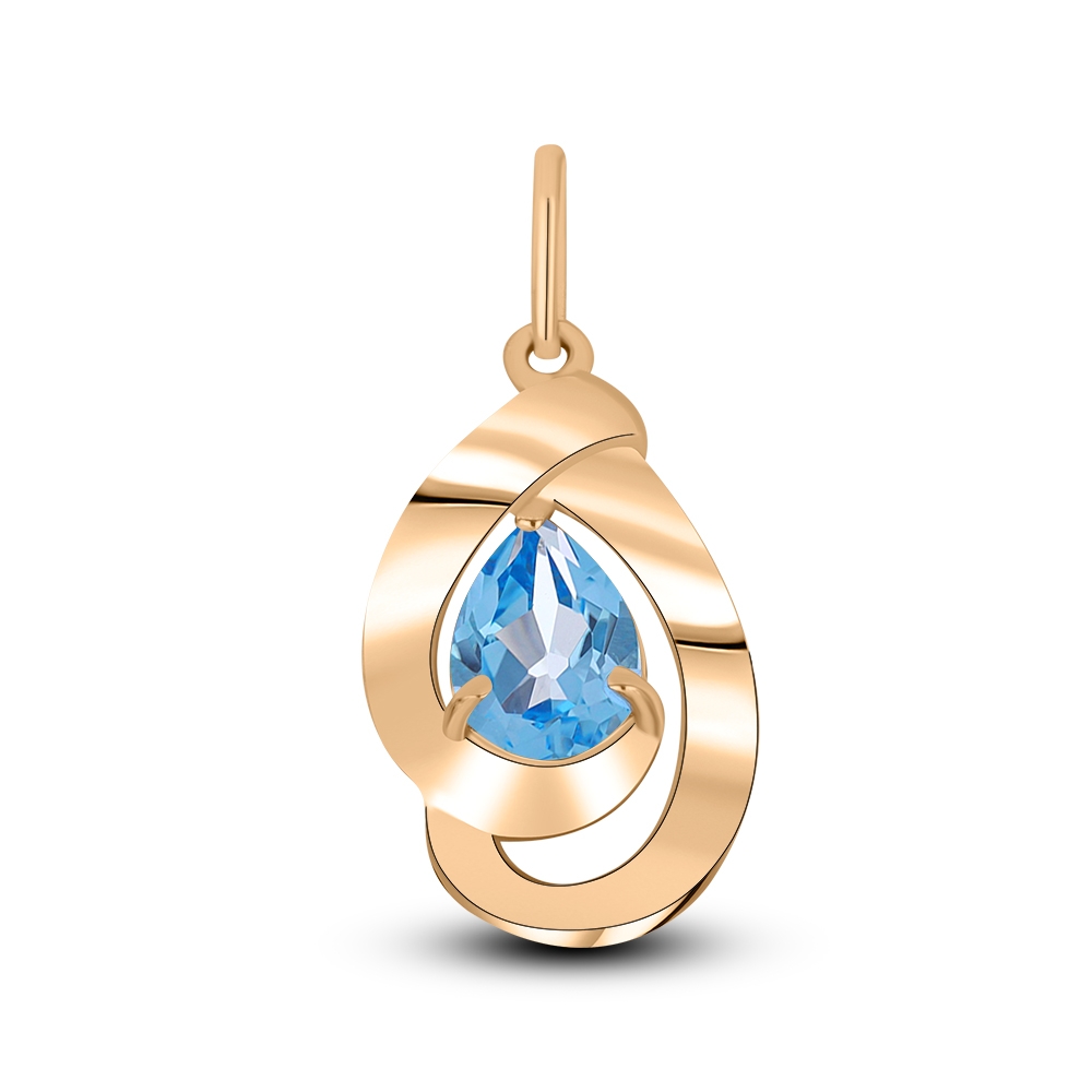 Pandantiv din aur roz cu pietre Topaz Swiss