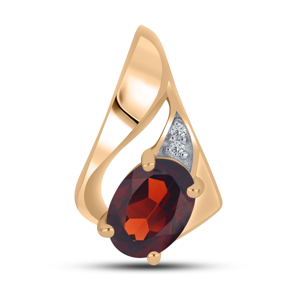 Pandantiv din aur roz cu pietre Cubic Zirconia Incolor, Granat