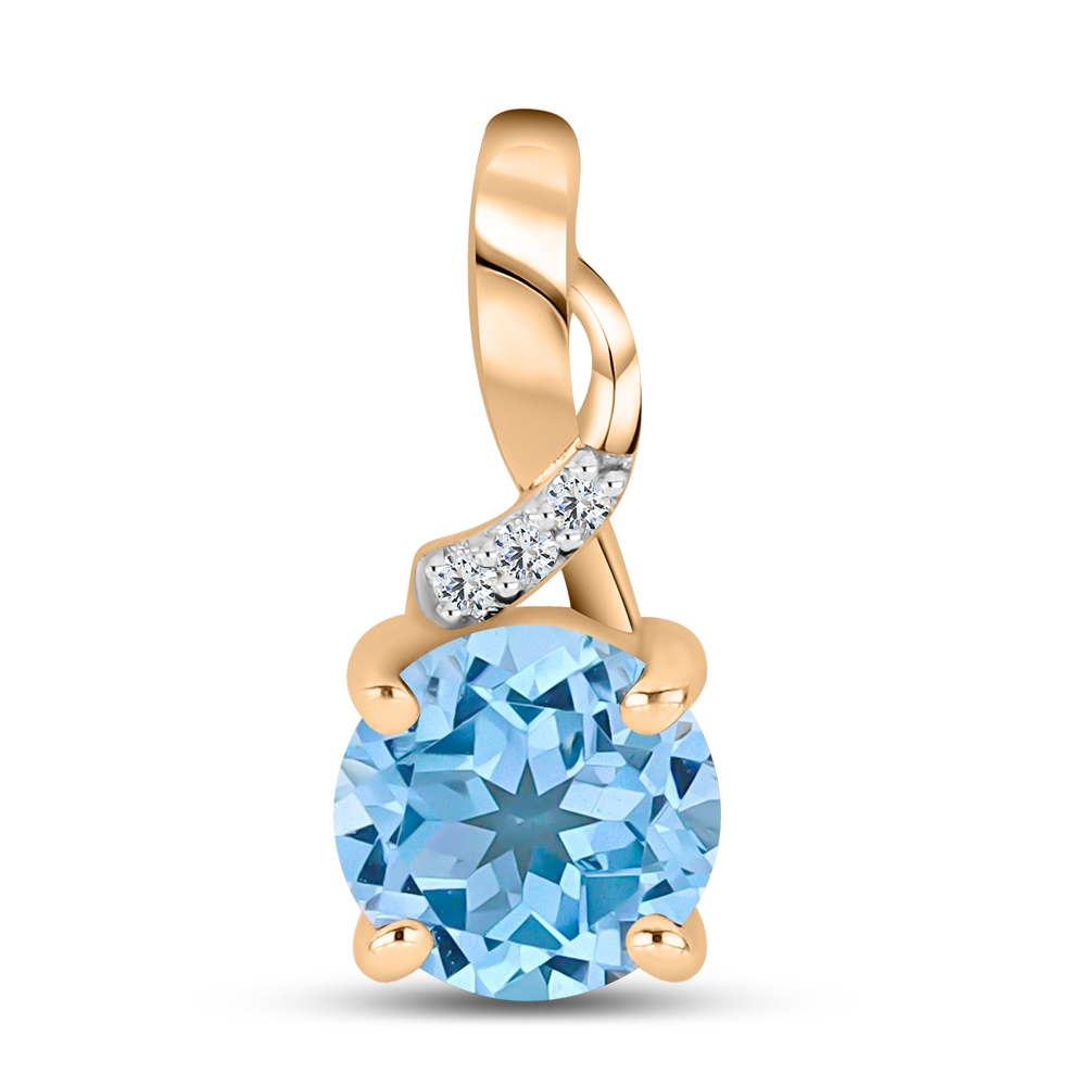 Pandantiv din aur roz cu pietre Cubic Zirconia Incolor, Topaz Swiss