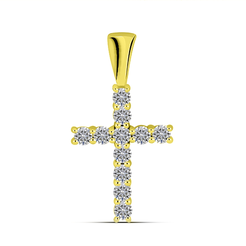Cruce din aur galben cu pietre Diamant
