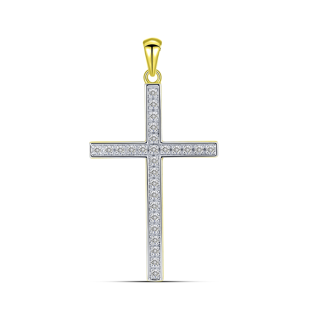Cruce din aur galben cu pietre Diamant
