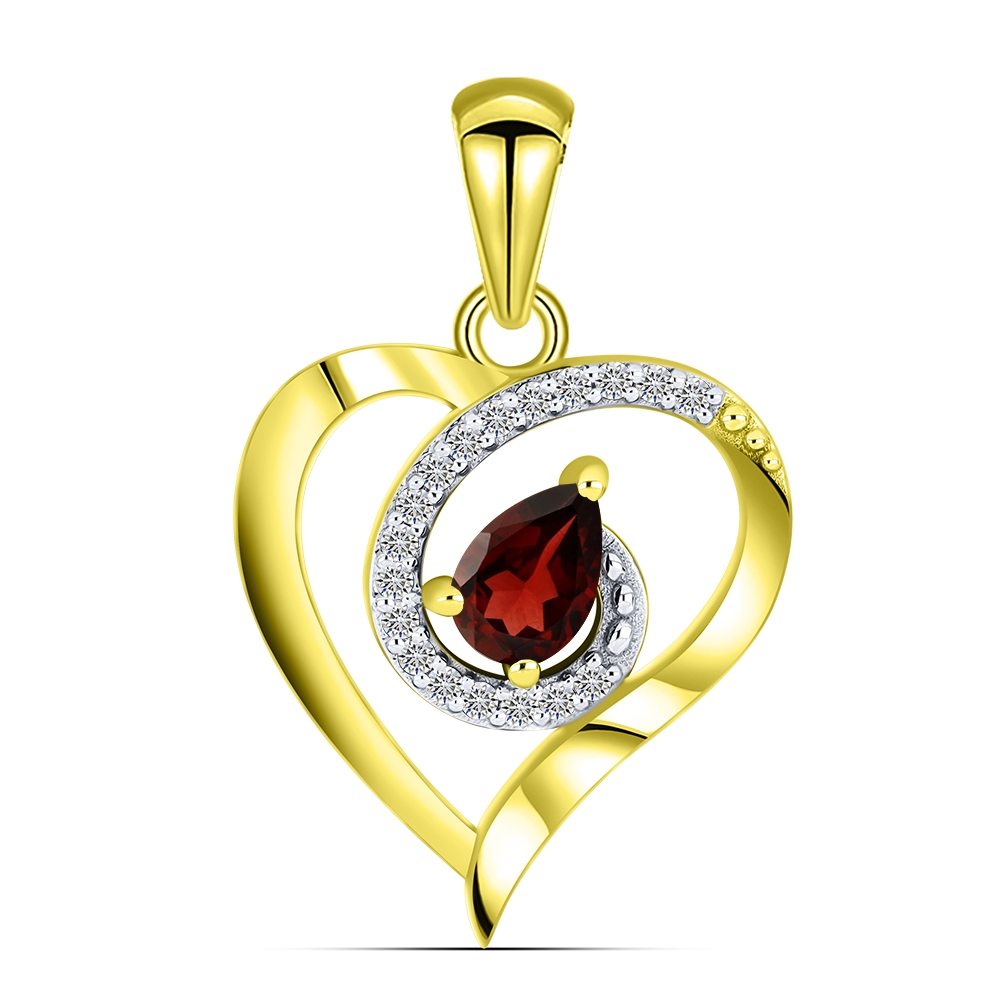 Pandantiv din aur galben cu pietre Diamant, Granat