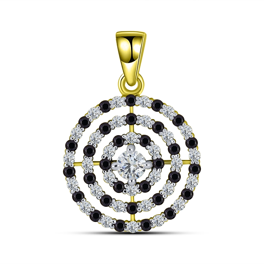 Pandantiv din aur galben cu pietre Cubic Zirconia Incolor, Safir Portocaliu