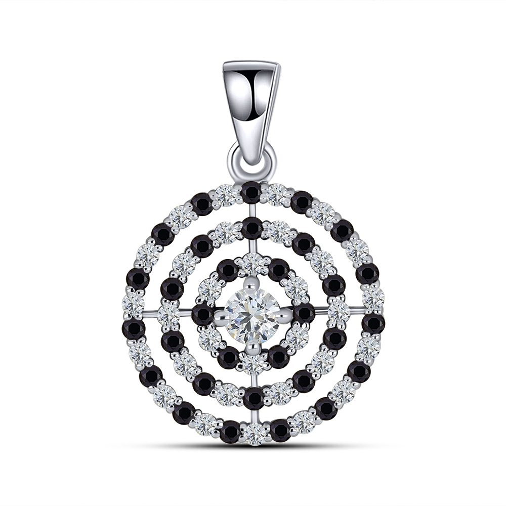 Pandantiv din aur alb cu pietre Cubic Zirconia Incolor, Safir Portocaliu