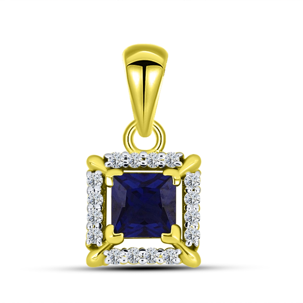 Pandantiv din aur galben cu pietre Cubic Zirconia Incolor, Cubic Zirconia Albastru