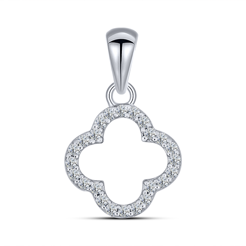 Pandantiv din aur alb cu pietre Cubic Zirconia Incolor