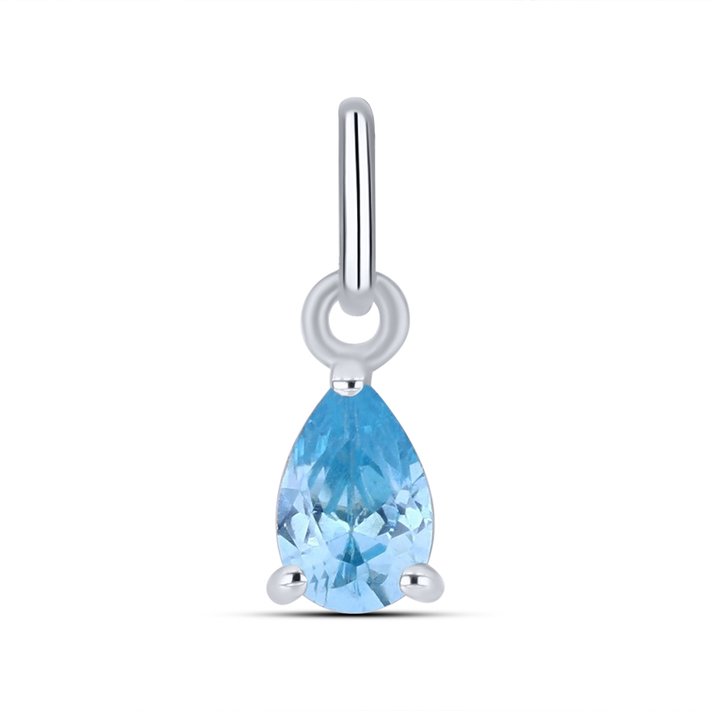 Pandantiv din aur alb cu pietre Cubic Zirconia Albastru