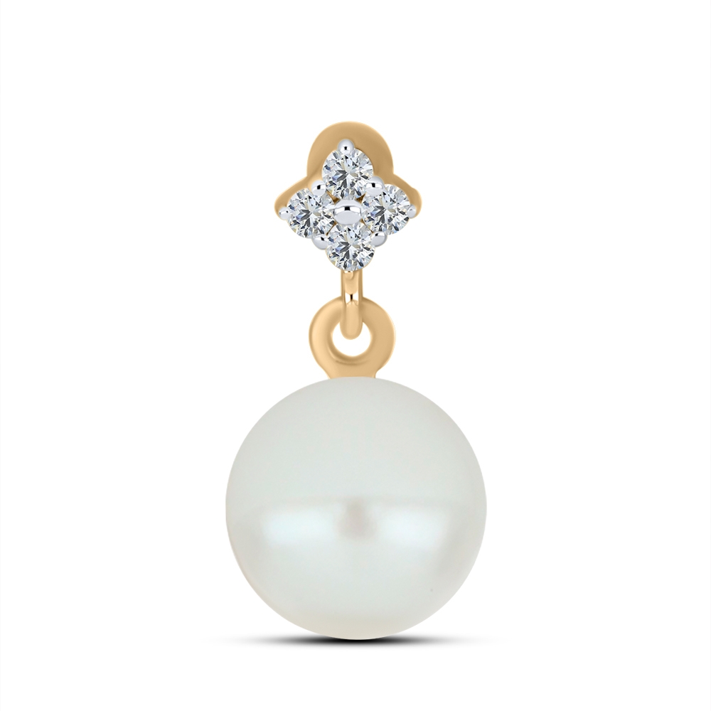Pandantiv din aur roz cu pietre Cubic Zirconia Incolor, Perla Albă
