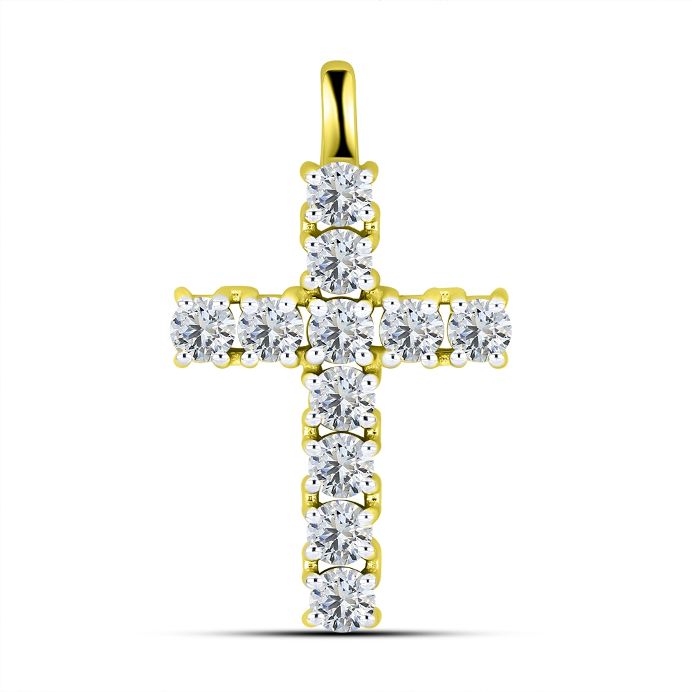 Pandantiv din aur galben cu pietre Cubic Zirconia Incolor