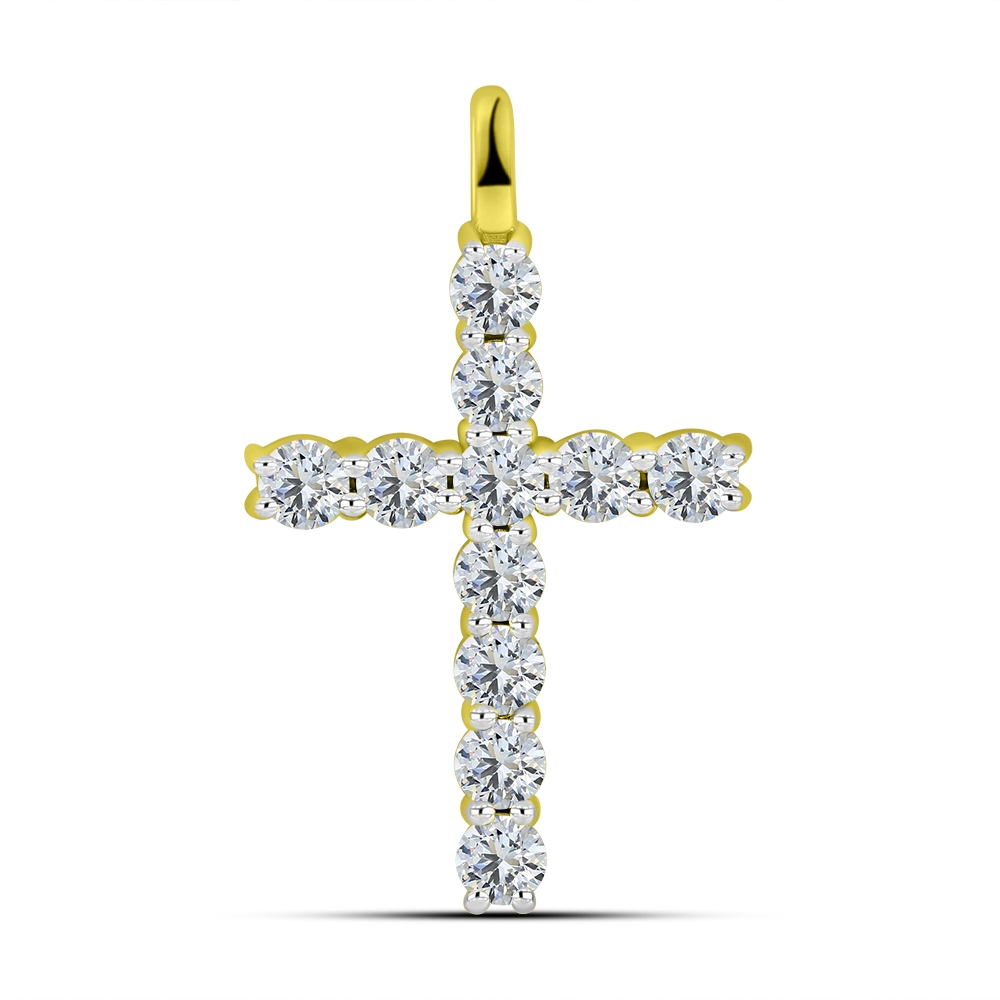 Pandantiv din aur galben cu pietre Cubic Zirconia Incolor