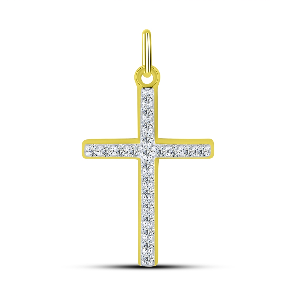Pandantiv din aur galben cu pietre Cubic Zirconia Incolor
