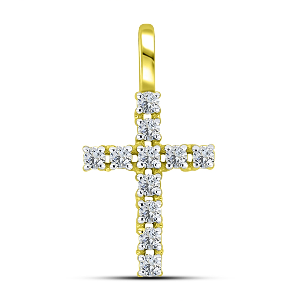 Pandantiv din aur galben cu pietre Cubic Zirconia Incolor
