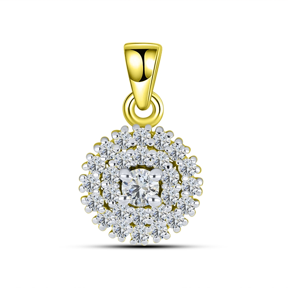 Pandantiv din aur galben cu pietre Cubic Zirconia Incolor