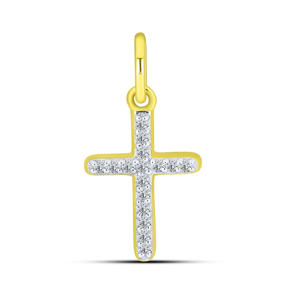 Pandantiv din aur galbencu pietre Cubic Zirconia Incolor