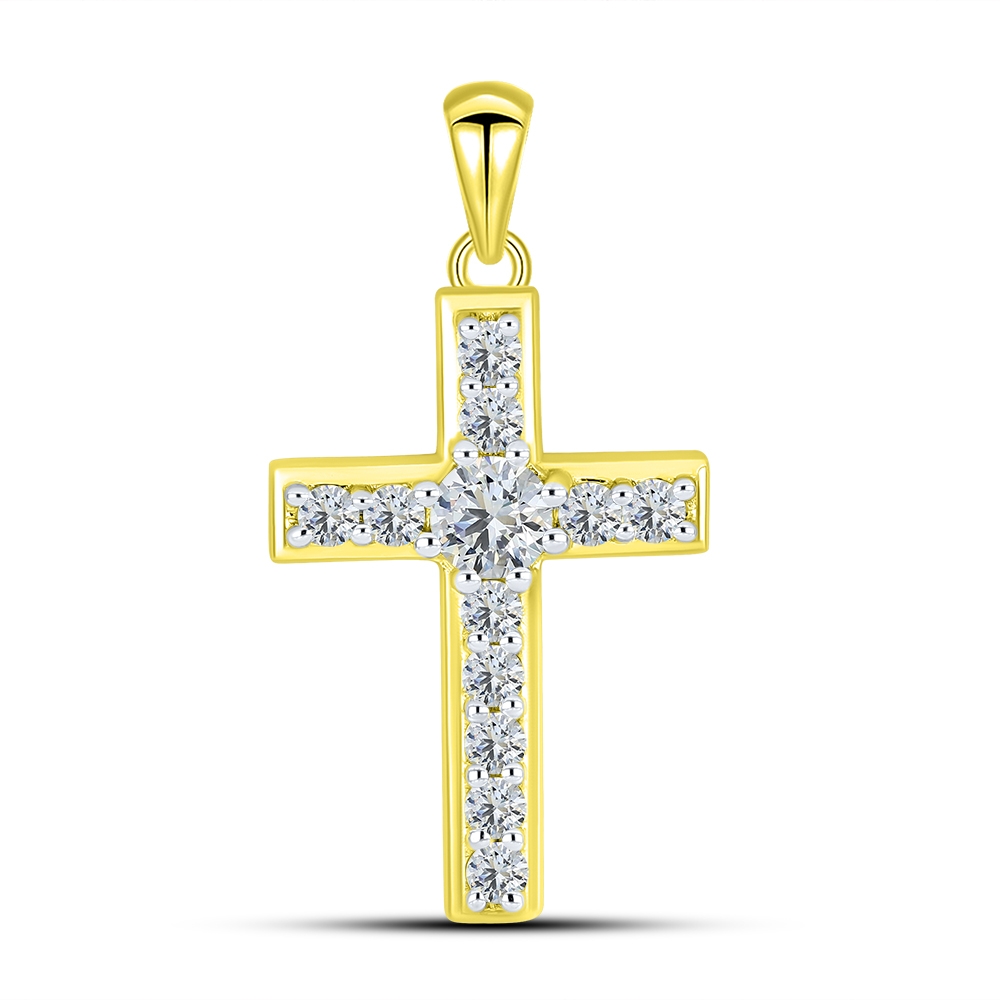Pandantiv din aur galben cu pietre Cubic Zirconia Incolor