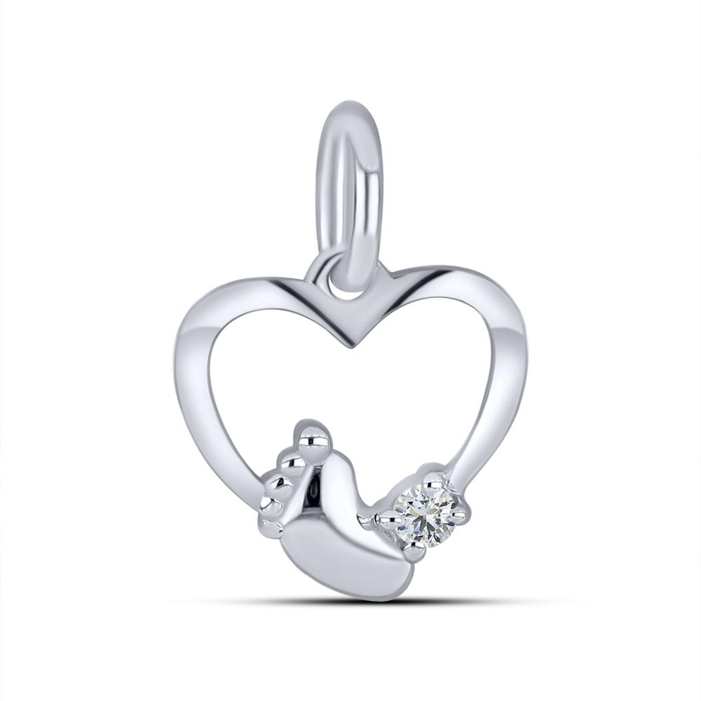 Pandantiv din aur alb cu pietre Cubic Zirconia Incolor
