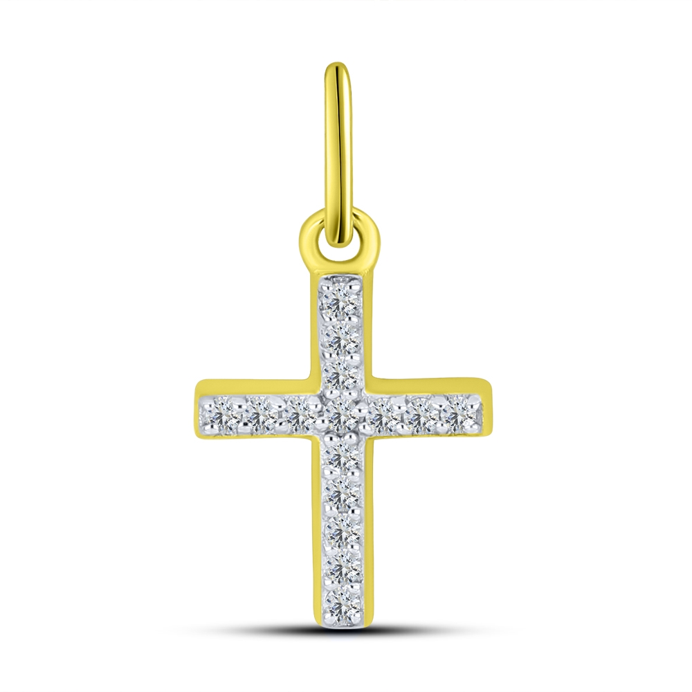 Pandantiv din aur galben cu pietre Cubic Zirconia Incolor