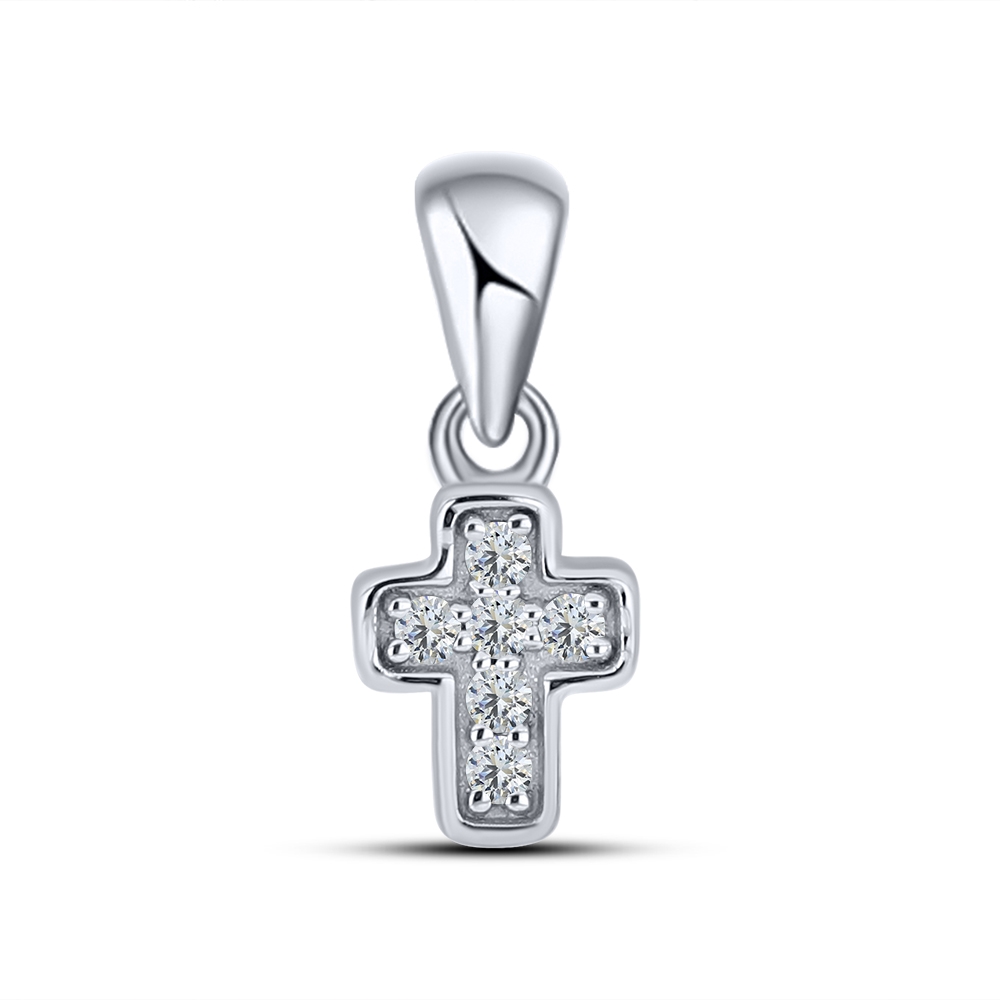 Pandantiv din aur alb cu pietre Cubic Zirconia Incolor