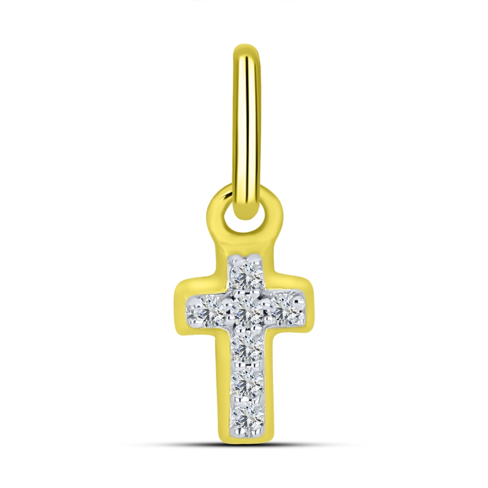 Pandantiv din aur galben cu pietre Cubic Zirconia Incolor