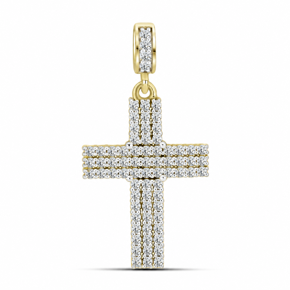 Cruce din aur galben cu Cubic Zirconia Incolor