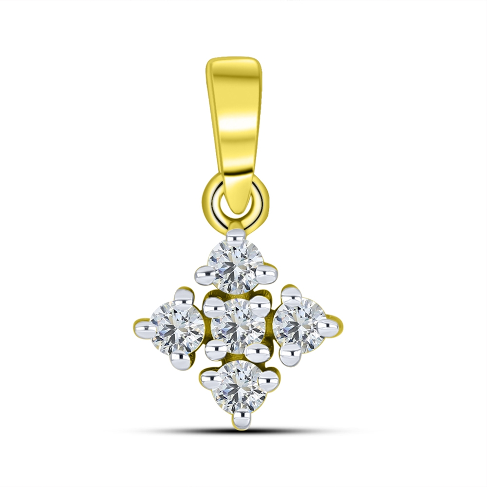 Pandantiv din aur galben cu pietre Cubic Zirconia Incolor