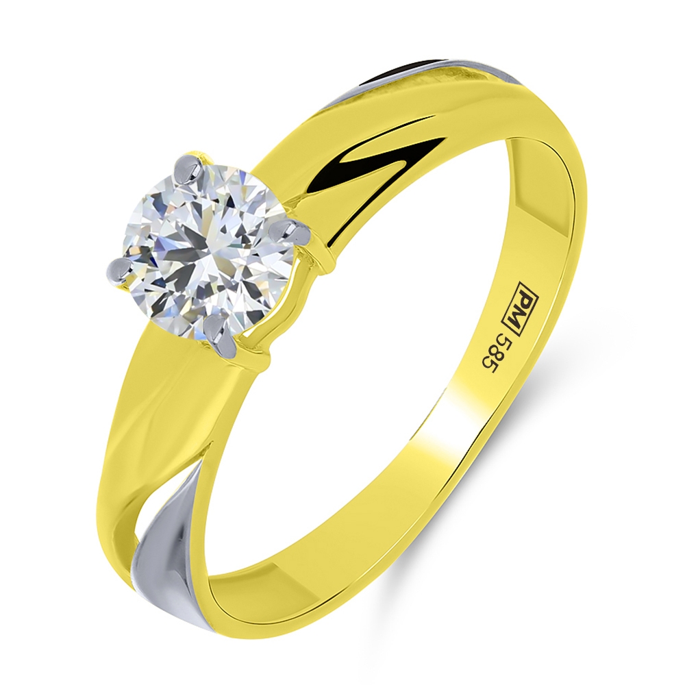 Inel din aur galben cu pietre Cubic Zirconia Incolor