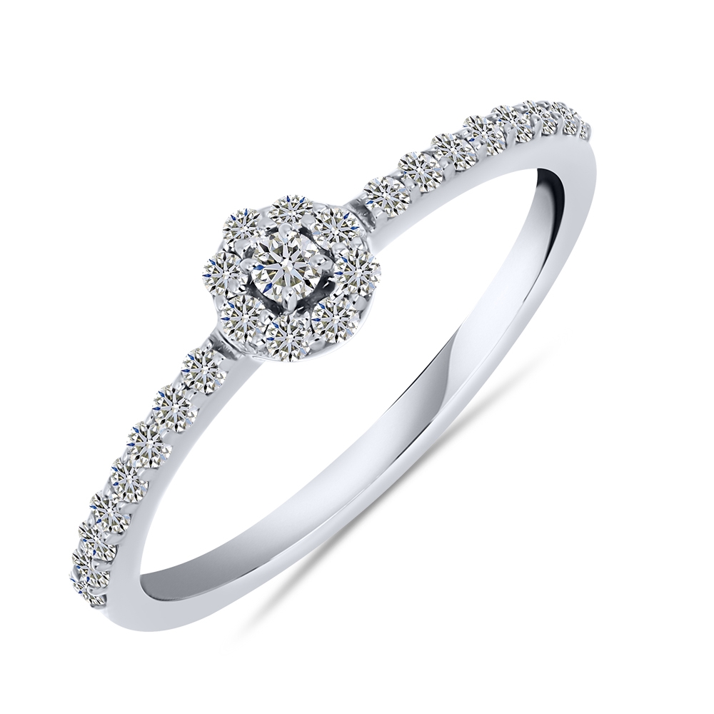 Inel din aur alb cu pietre Diamant
